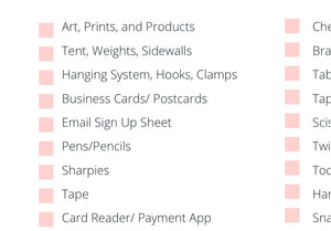 Art and Craft Show Checklist Digital Download